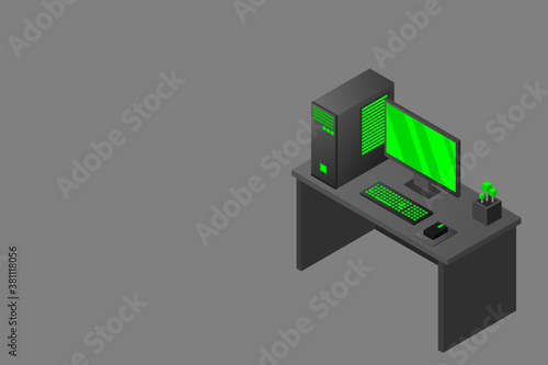 Isometric personal computer. Illustration suitable for advertising and promotion