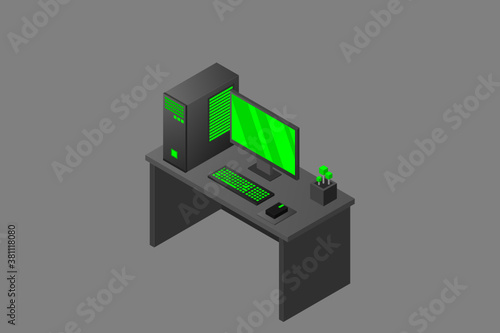 Isometric personal computer. Illustration suitable for advertising and promotion