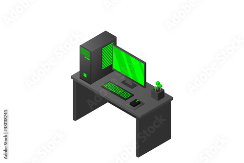 Isometric personal computer. Illustration suitable for advertising and promotion