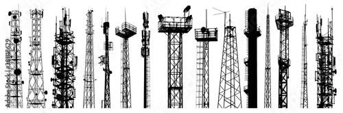Antenna silhouettes set. Isolated on white background