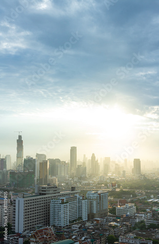 Skyscraper day concept  Bangkok city and sky sunset background