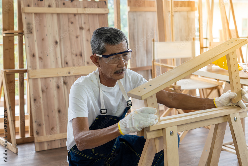The elder or senior learn new skills, Learn to become a carpenter.