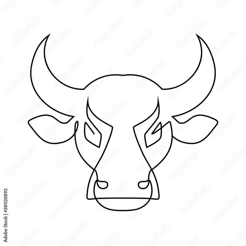 One Line Drawing Bull Icon. Continuous Line Draw Ox Logo One Line Drawing Bull Icon. Continuous Line Draw Ox Logo