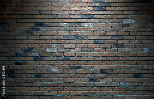 Dark vintage brick wall, Vignette background,