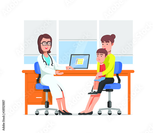 A mother and her child visit a pediatrician