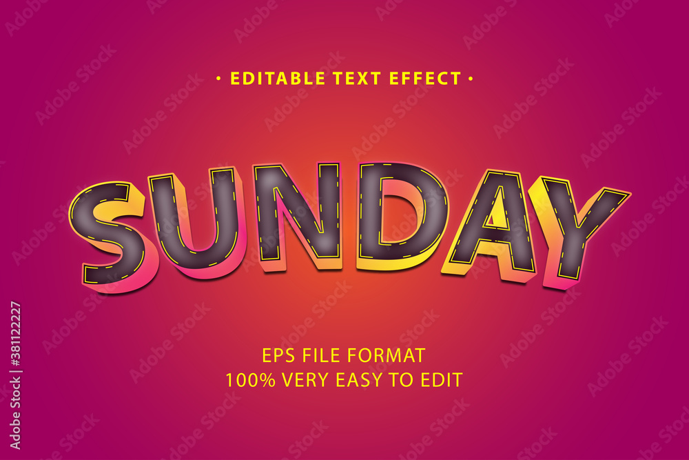 Sunday modern text effect, editable text