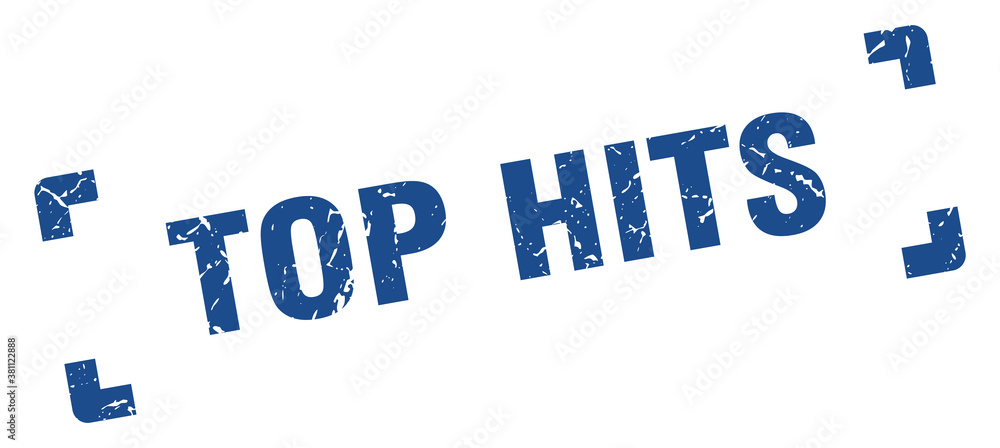 top hits stamp. square grunge sign isolated on white background top hits stamp. square grunge sign isolated on white background