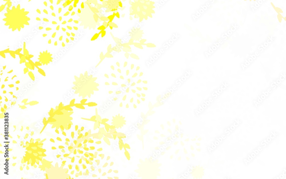 Light Green, Yellow vector doodle background with flowers, roses. Light Green, Yellow vector doodle background with flowers, roses.