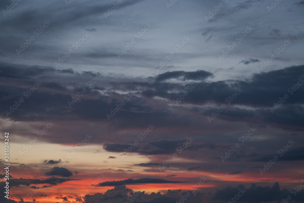 clouds slowly float in the sky during sunset