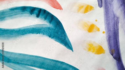 Ocean Backdrop. Blue and Red Sketch Fabric. Summer Illustration. Rainbow Organic Textile with Folk Stroke. Multicolor Ocean Backdrop. Abstract African Wallpaper.
