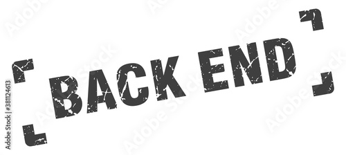 back end stamp. square grunge sign isolated on white background