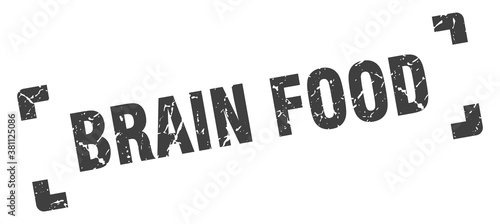 brain food stamp. square grunge sign isolated on white background
