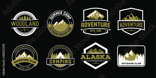 Adventure badge and outdoor design template set