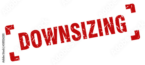 downsizing stamp. square grunge sign isolated on white background