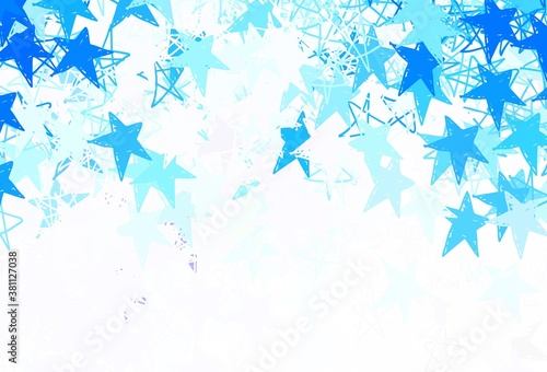 Light BLUE vector texture with beautiful stars.
