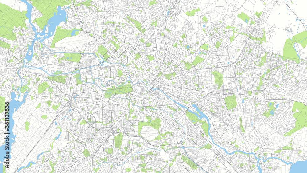 Сity map Berline, color detailed urban road plan, vector illustration