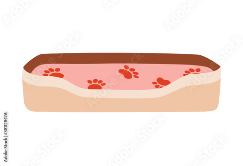 A bed for a pet, dog or cat. Vector illustration. Object isolated on white background, cartoon style