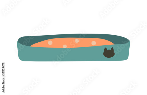 Cat litter box, sand tray. Vector illustration. Object isolated on white background, cartoon style