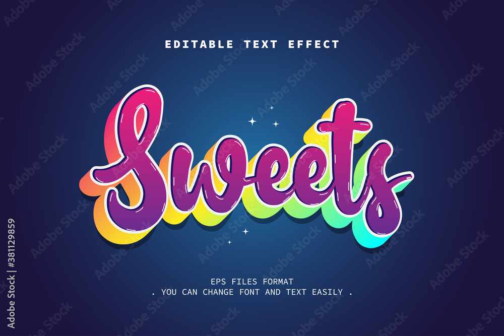 Sweet gradient text effect, editable text