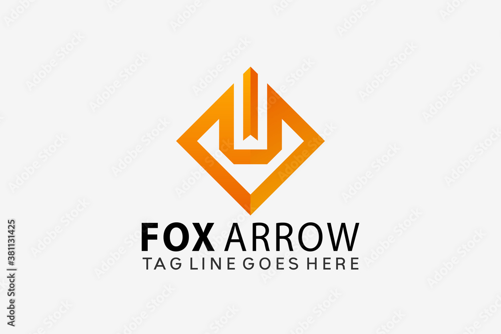 Fox Square Arrow Logo Design Vector Illustration Fox Square Arrow Logo Design Vector Illustration
