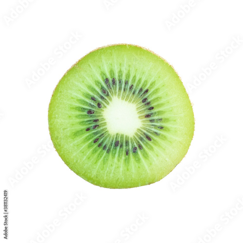 Half of sliced kiwi fruit isolated on white background