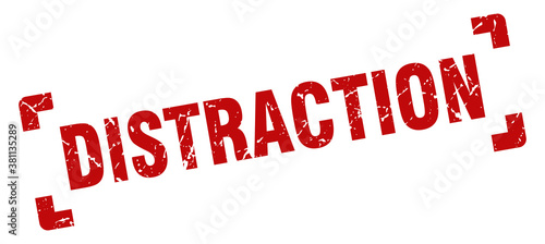 distraction stamp. square grunge sign isolated on white background
