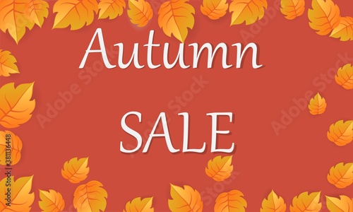 Autumn Season Background for Sale Promotion Banner. Leaf border
