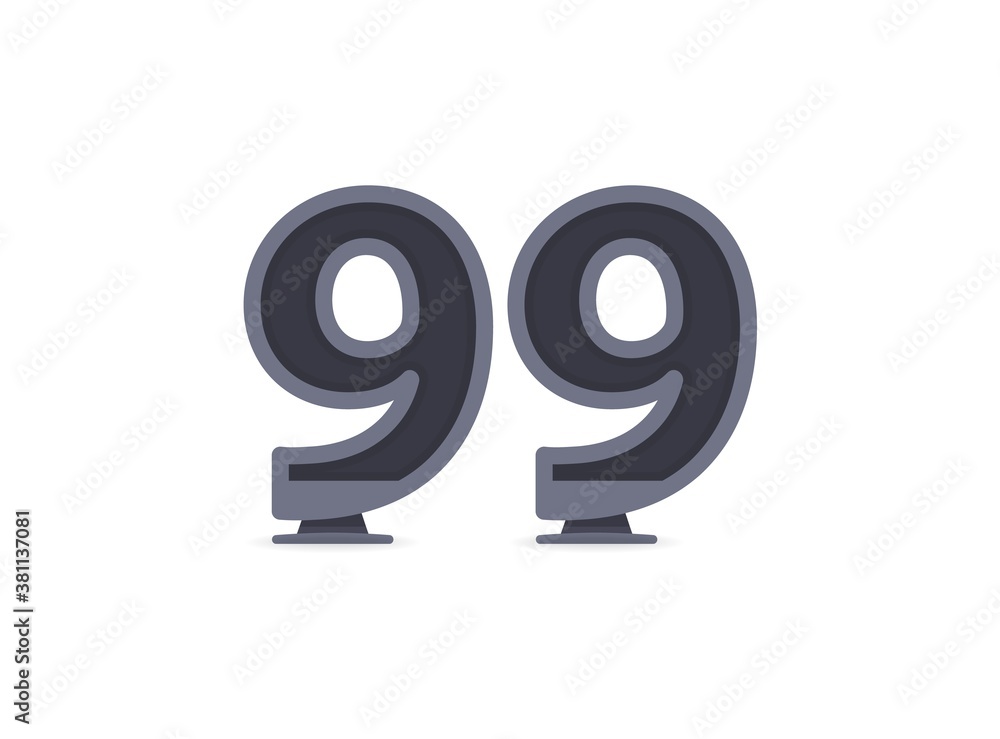 99 vector number design. For logo, brand label, design elements, corporate identity, application etc. İsolated vector illustration 99 vector number design. For logo, brand label, design elements, corporate identity, application etc. İsolated vector illustration