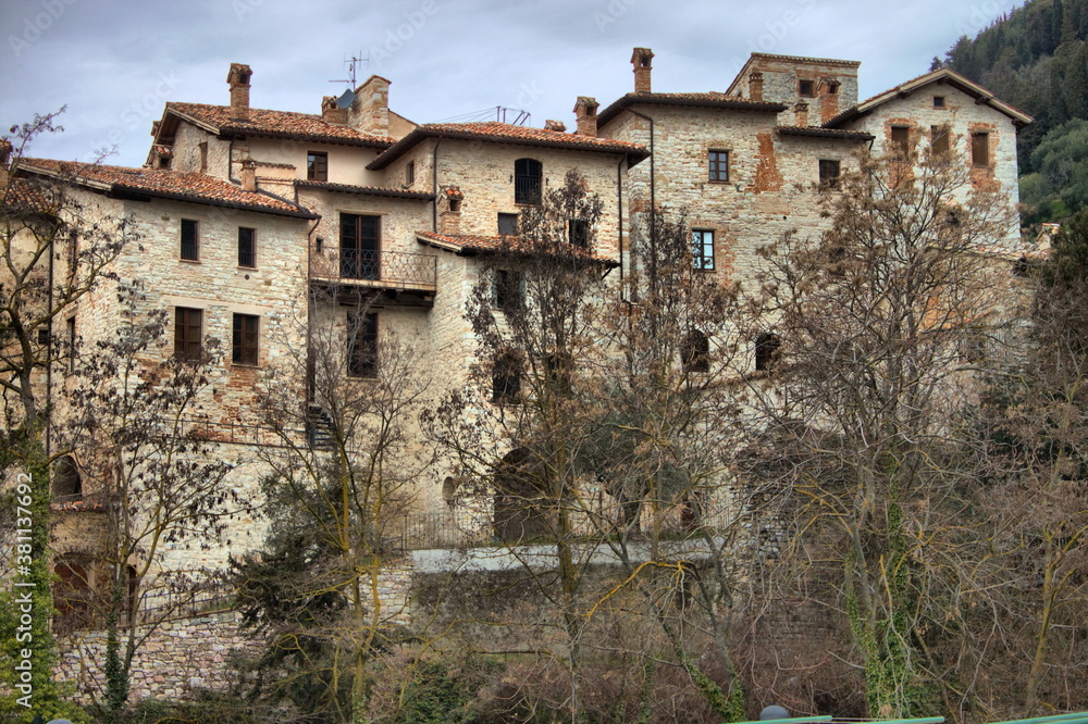 Ancient medieval houses in Gubbio, Italy