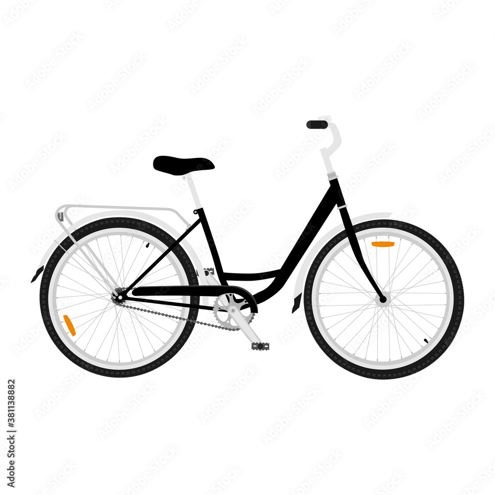 Black mountainbike bicycle isolated on white background