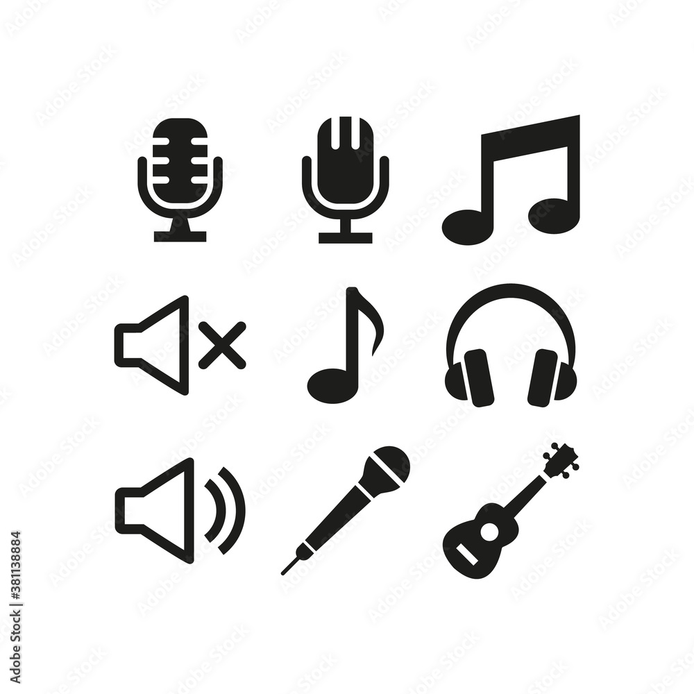 Fototapeta premium Music icons set on white background.