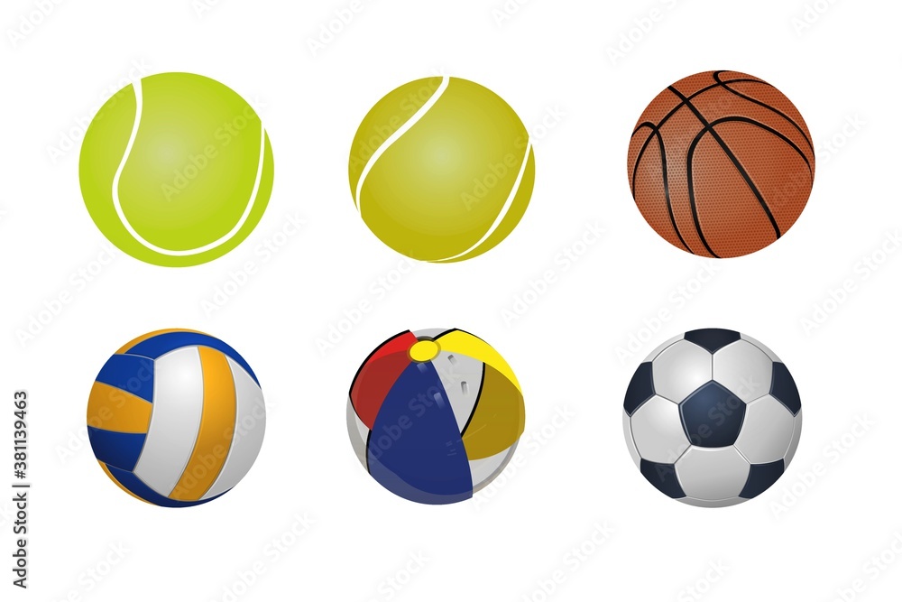 Set of balls isolated on white background Set of balls isolated on white background