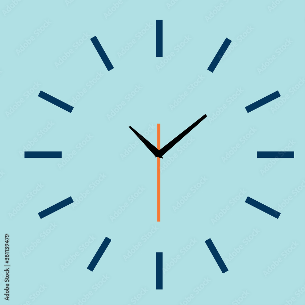 Wall clock face on blue background. Vector Wall clock face on blue background. Vector
