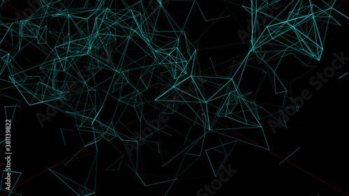 Background with connecting dots and lines. Big data visualization. 3d rendering. 