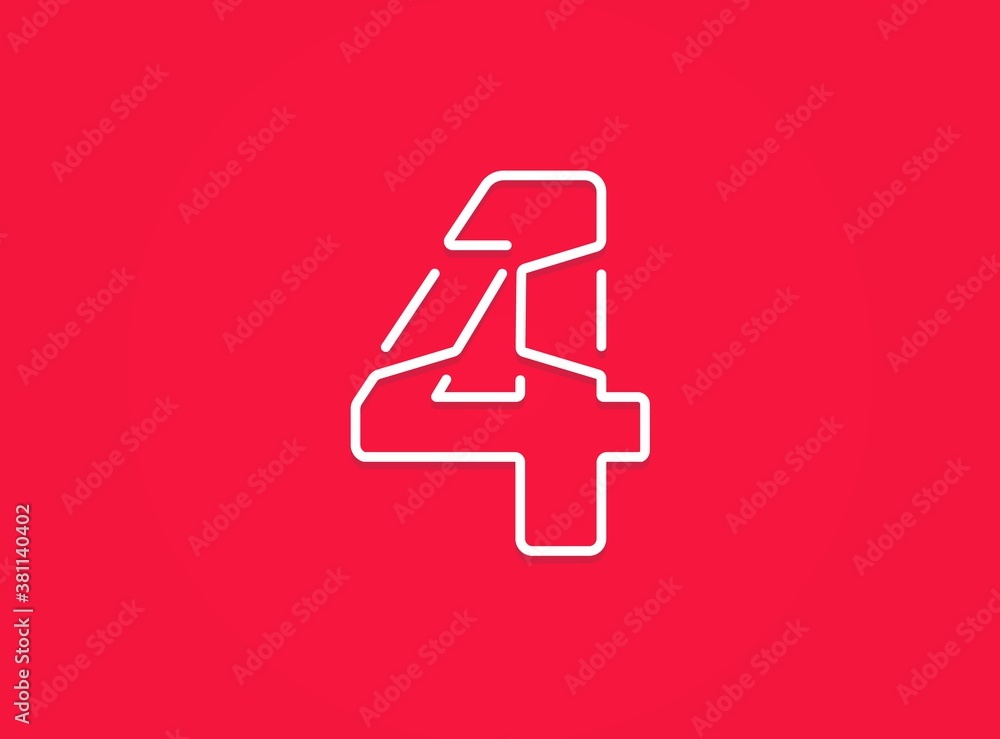 4 number. Modern trendy, creative style design. For logo, brand label, design elements, corporate identity, application etc. İsolated vector illustration 4 number. Modern trendy, creative style design. For logo, brand label, design elements, corporate identity, application etc. İsolated vector illustration