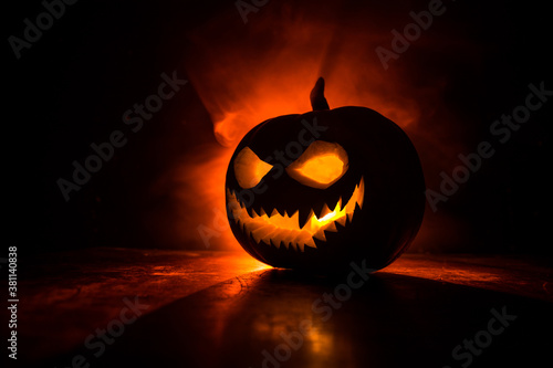 Photos Halloween pumpkin smile and scary eyes for party night