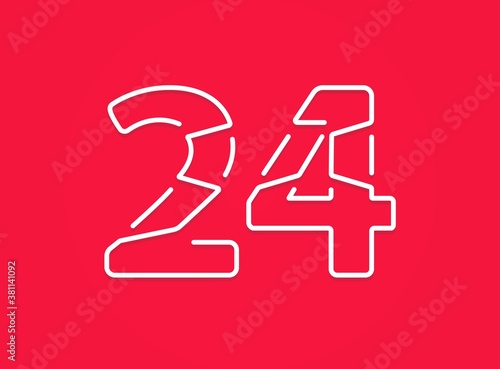 24 number. Modern trendy, creative style design. For logo, brand label, design elements, corporate identity, application etc. İsolated vector illustration