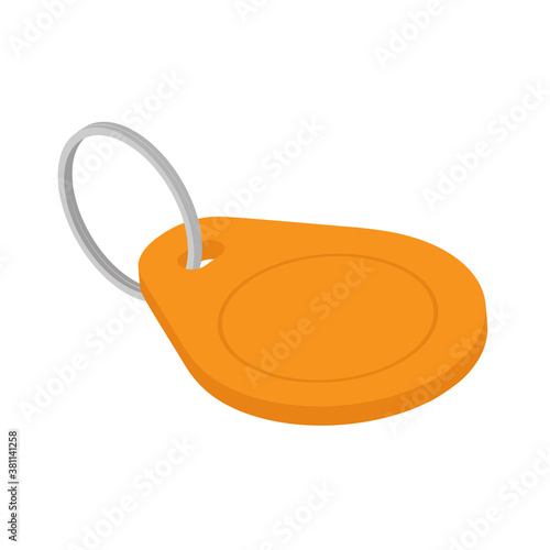 Blank orange key tag isolated on white background