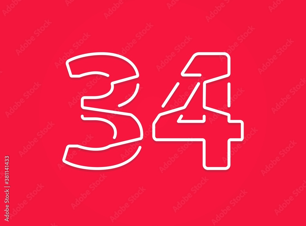 34 number. Modern trendy, creative style design. For logo, brand label, design elements, corporate identity, application etc. İsolated vector illustration 34 number. Modern trendy, creative style design. For logo, brand label, design elements, corporate identity, application etc. İsolated vector illustration