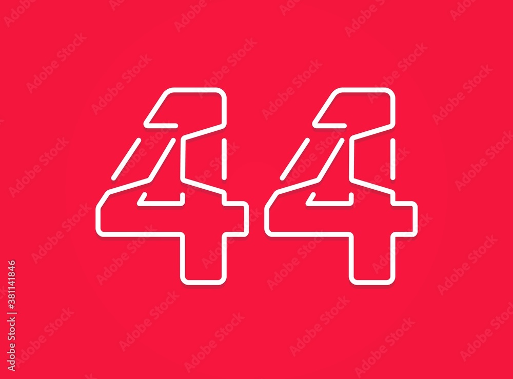 44 number. Modern trendy, creative style design. For logo, brand label, design elements, corporate identity, application etc. İsolated vector illustration
