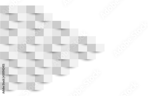 Abstract gray white background with mesh of squares, mosaic, geometric template.