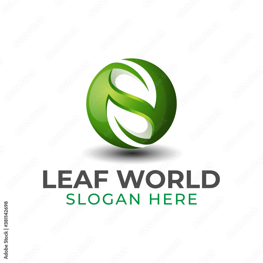 world leaf or green world gradient logo, recycle logo design world leaf or green world gradient logo, recycle logo design