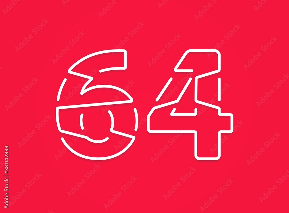 64 number. Modern trendy, creative style design. For logo, brand label, design elements, corporate identity, application etc. İsolated vector illustration 64 number. Modern trendy, creative style design. For logo, brand label, design elements, corporate identity, application etc. İsolated vector illustration