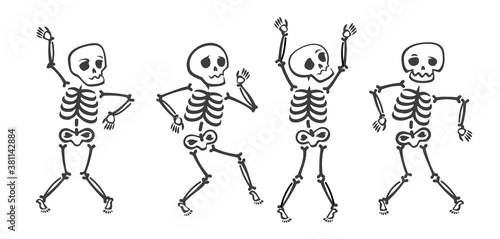 Funny skeleton. Halloween cartoon vector illustration
