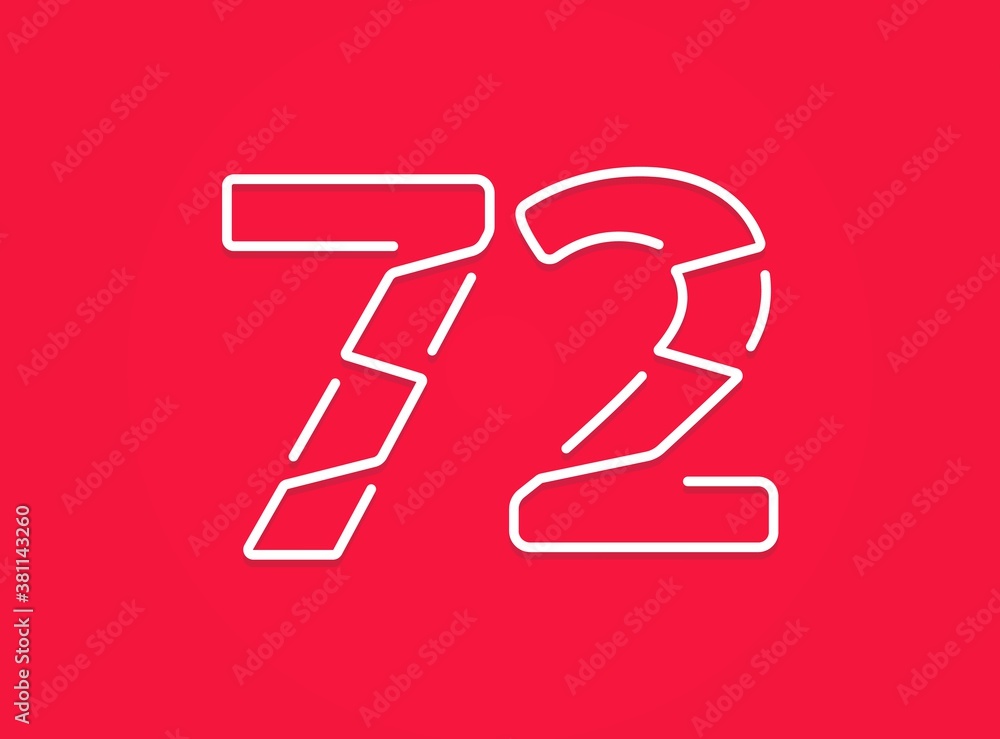 72 number. Modern trendy, creative style design. For logo, brand label, design elements, corporate identity, application etc. İsolated vector illustration 72 number. Modern trendy, creative style design. For logo, brand label, design elements, corporate identity, application etc. İsolated vector illustration
