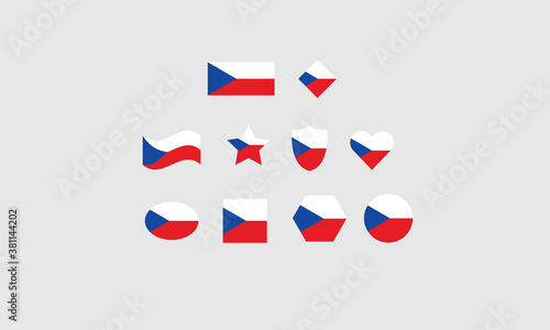 Free Download Czech Republic, Czechia flag set shape symbol vector illustration - GFXLoad