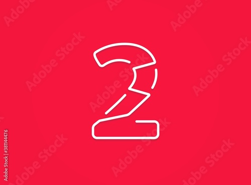 2 number. Modern trendy, creative style design. For logo, brand label, design elements, corporate identity, application etc. İsolated vector illustration