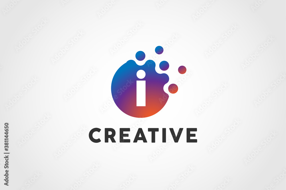 Initial Letter I Logo, Circle particle with letter I inside, vector illustration Initial Letter I Logo, Circle particle with letter I inside, vector illustration