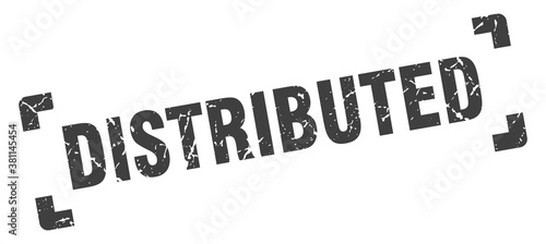 distributed stamp. square grunge sign isolated on white background