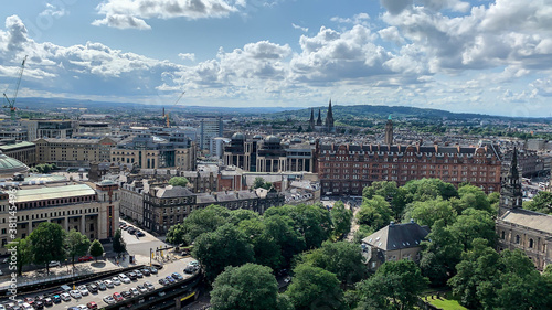 Edinburgh, Scotland  August 5, 2019. Scotland view from above with trees and buildings © Rocio